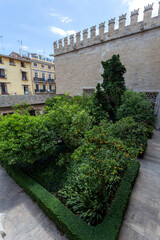 Fototapeta na wymiar The garden of the Lonja de la Seda Silk Exchange in Valencia