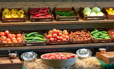 Fototapeta na wymiar vegetable counter in the store