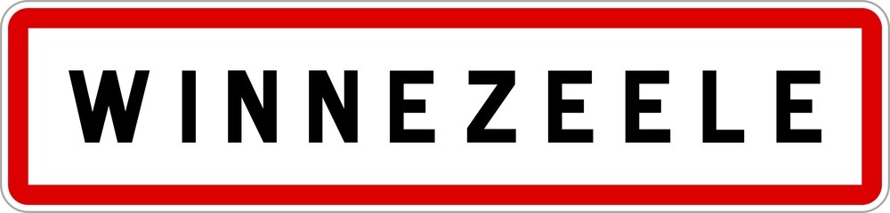 Obraz premium Panneau entrée ville agglomération Winnezeele / Town entrance sign Winnezeele
