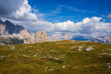The area around the famous place Cinque Torri in the Dolomites.