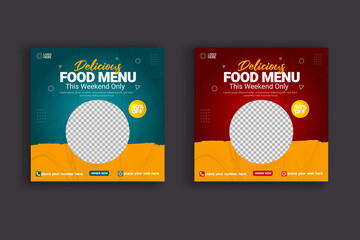 Food social media post template design. Suitable for Social Media Post Restaurant and culinary Promotion.
