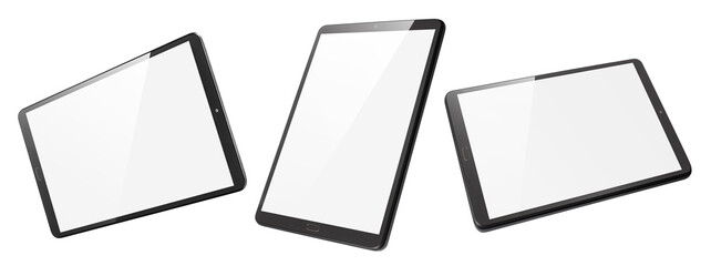 Tablet computers set, isolated on white background