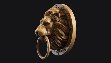 Lion Head Knocker 3d rendering