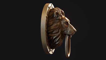 Lion Head Knocker 3d rendering