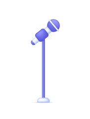 3D microphone isolated on white background. Karaoke. Singing or podcast. Can be used for many purposes.