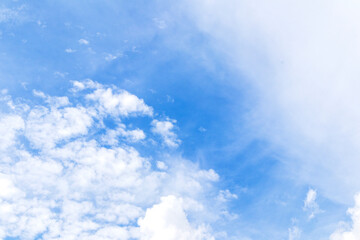 Blue sky and white clouds with sunlight,Blue sky and floating clouds