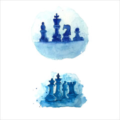 illustration hand drawn water color vector chess