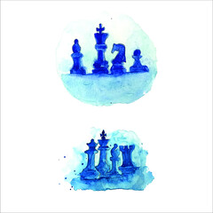 illustration hand drawn water color vector chess