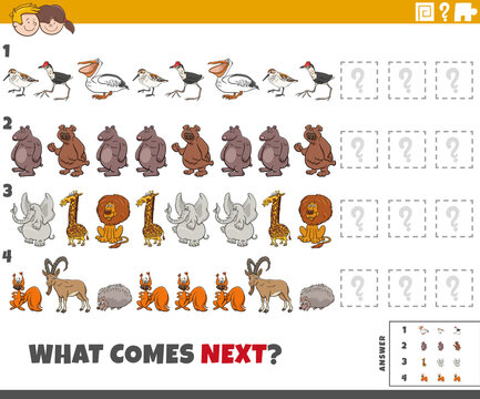 educational pattern task for children with cartoon animals