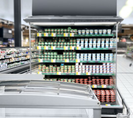 empty supermarket,frozen food from a supermarket freezer.