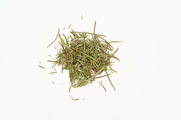 Pinch of rosemary on white background