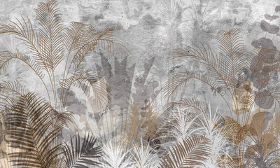 Fototapeta Tropical palm leaves. Mural, Wallpaper for internal printing. 3D illustration
 obraz