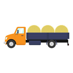 Hay truck icon. Color silhouette. Side view. Vector simple flat graphic illustration. Isolated object on a white background. Isolate.