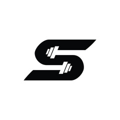 Letter S Logo With barbell. Fitness Gym logo