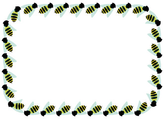 Obraz premium Marco rectangular redondeado de abejas sobre fondo blanco