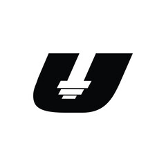 Letter U Logo With barbell. Fitness Gym logo