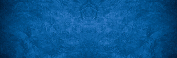 Old wall pattern texture cement blue dark abstract  blue color design are light with black gradient background.