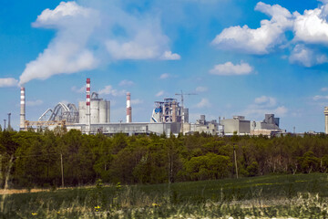 Fototapeta na wymiar panoramic photo view of the cement plant