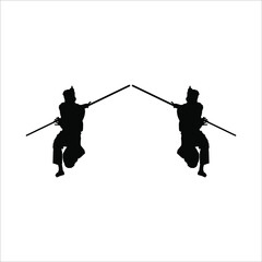 Silhouette of 'Silat' Athlete, Silat is Martial Art from Indonesia. Vector Illustration 
