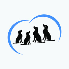 four pet care dog animals vector logo 