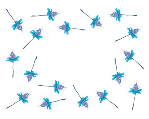 Watercolor background of blue flowers.