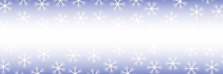 Fototapeta na wymiar Raster illustration is a festive New Year's banner with a blue gradient, beautiful snowflakes and space for copying. Concept - Christmas and winter