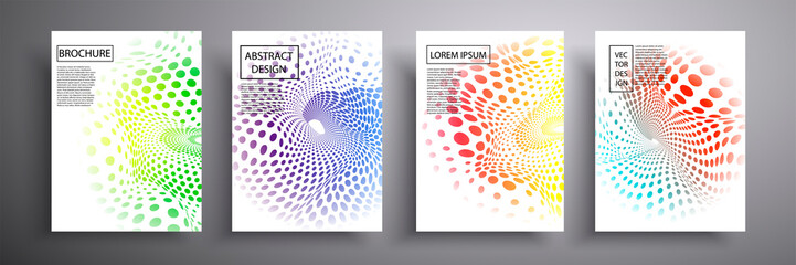 Cover vector design with geometric background made of colored dots, circles. Suitable for brochure, magazine, flyer, booklet, music flyer template.