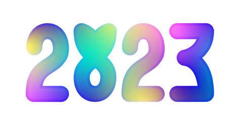Gradient text logo of the new year of the rabbit hare 2023 on a white background isolate