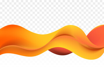 Orange wavy wave flow on abstract background. Horizontal orange wave design