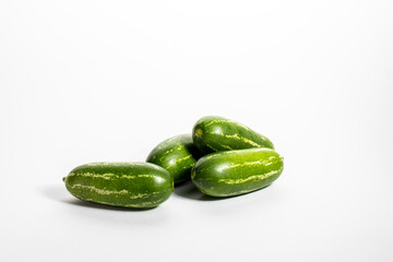 Ivy gourd, Coccinia grandis, Family Cucurbitaceae from central of Thailand.Isolated on white background