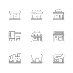 Set line icons of shop building