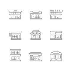 Naklejka premium Set line icons of shop building