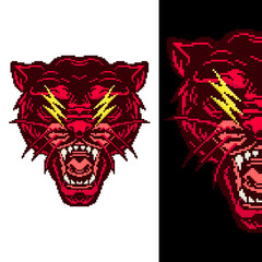 pixel art panther head vector