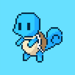 Obraz premium pixel art cute blue turtle vector