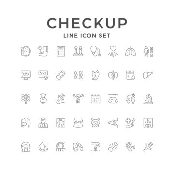 Set line icons of checkup
