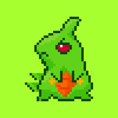 vector cute little animal character green pixel art