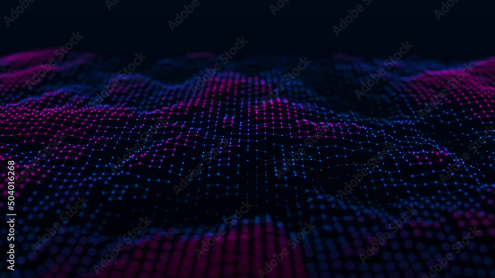 Poster futuristic wave. the concept of big data. network connection. cybernetics. abstract dark background 