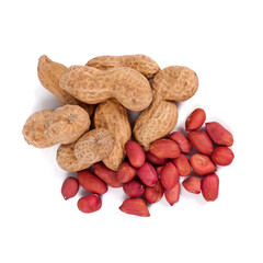Heap of peanuts isolated on a white background.