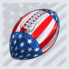 Sport Football ball with USA flag pattern for 4th of July American independence day and Veterans day