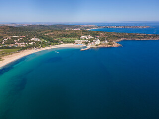 Fototapeta na wymiar Aerial view of The Driver Beach (Alepu) near resort of Dyuni, Bulgaria