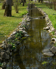 River from above with rocks at the side