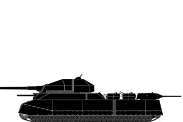 German super project of the super-heavy Landkreuzer P. 1000 "Ratte" . The utopian idea of a huge combat vehicle, which naturally was not realized. Side view. Detailed vector image.