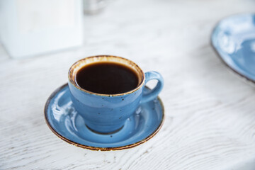 cup of coffee on cafe table