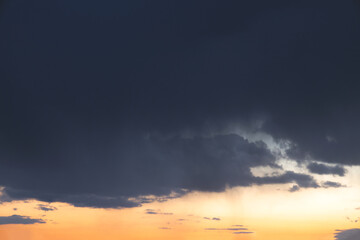 Dark clouds in the evening, a suitable thunderstorm, a dark beautiful sky in black tones