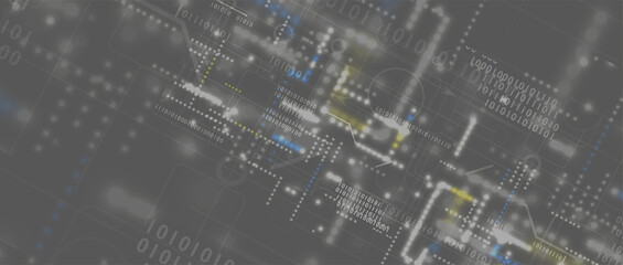 Quantum processing. Deep learning artificial intelligence. Future new technology  for business or science presentation