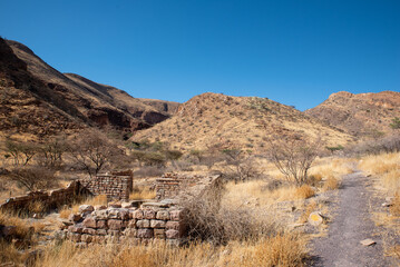 Arid Naukluft Mountain Zebra Park landscape in Namibia.