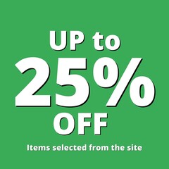 25% off UP tô online discount special offer background Green