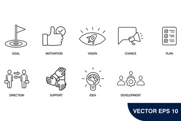 Shape the future icons set . Shape the future pack symbol vector elements for infographic web