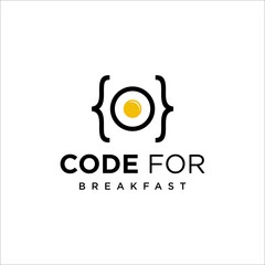 vector logo breakfast code in white background