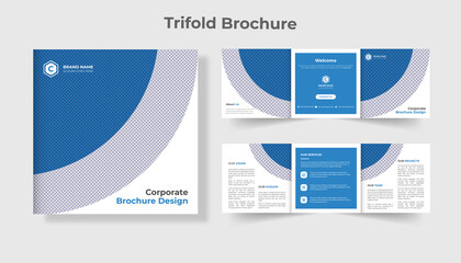 Square marketing promotional modern corporate business  trifold brochure design template 
